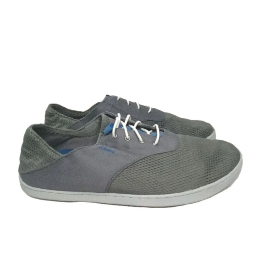 OLUKAI Nohea Moku No Tie Boat Shoes Men's Size 8 Gray~Green Retail $99